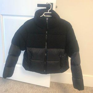 Short Sherpa-Paneled Puffer Jacket